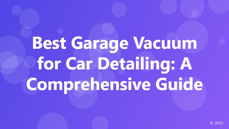 Best Garage Vacuum for Car Detailing: A Comprehensive Guide